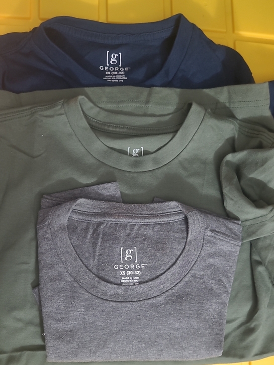 George Other - George 3-Pack Crew Neck Tees in Navy, Olive, and Heather Gray Size XS